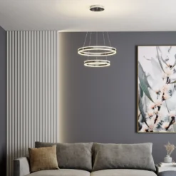 Lucande lámpara colgante LED Lyani, 60 cm, 2 luces, cromo, atenuable