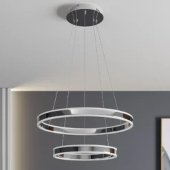 Lucande lámpara colgante LED Lyani, 60 cm, 2 luces, cromo, atenuable