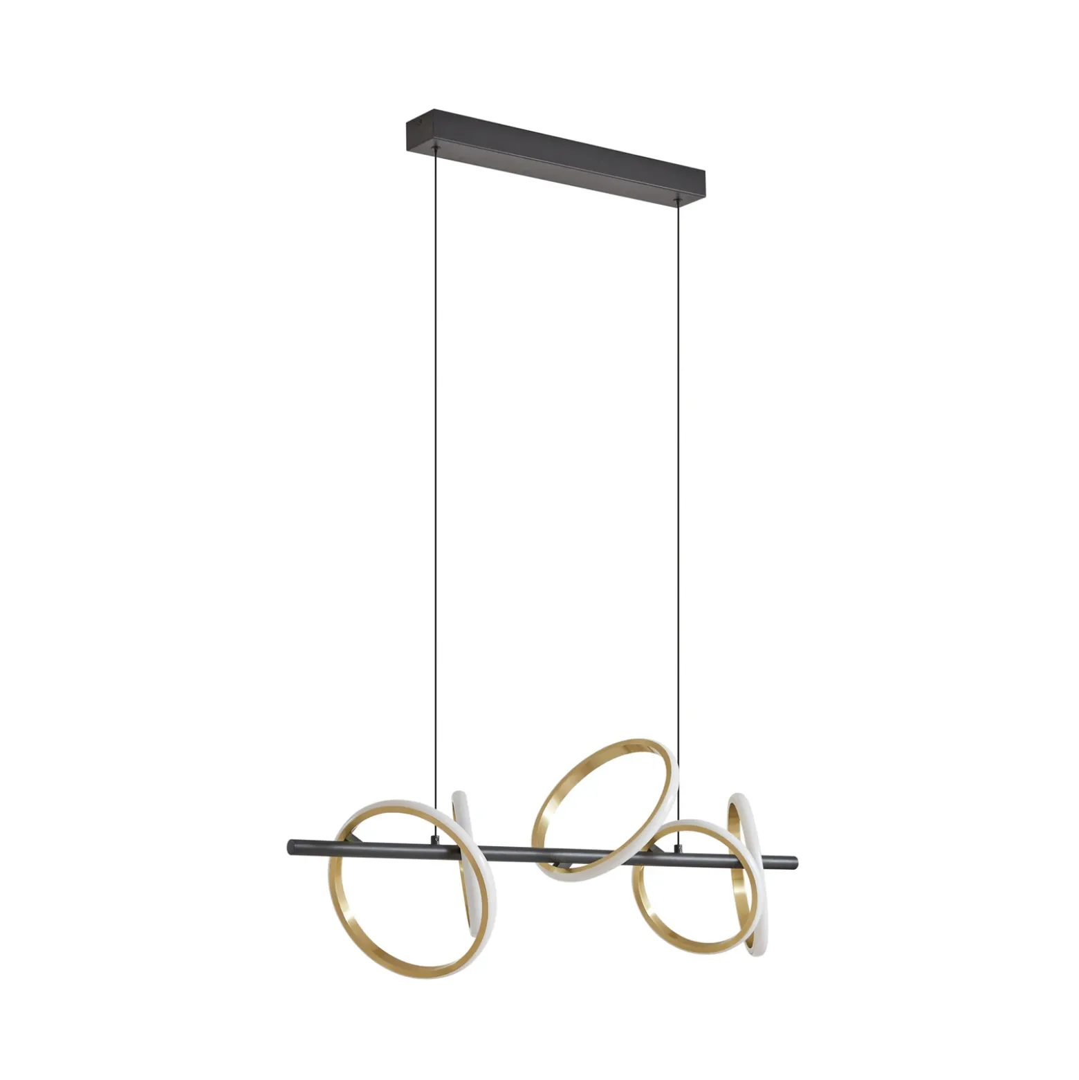 Lucande Lámpara colgante LED Madu, negra, metal, 92,5 cm de largo