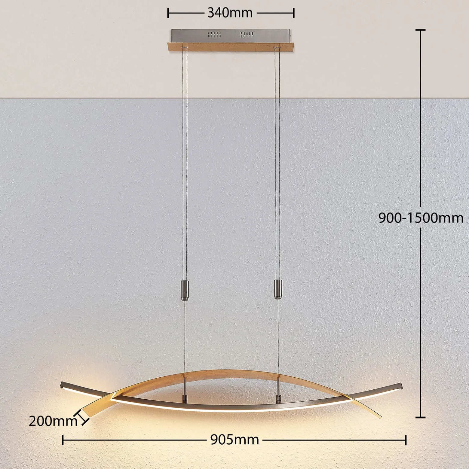 Lucande Lámpara colgante LED Marija, 91 cm, dorada, atenuable