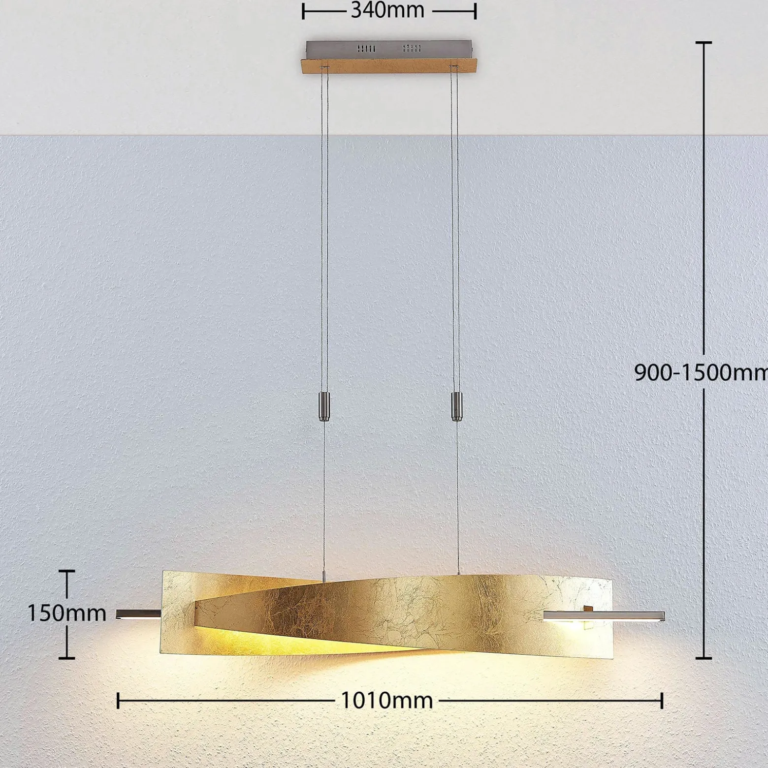 Lucande Lámpara colgante LED Marija, 101 cm, dorada, atenuable