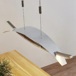 Lucande Lámpara colgante LED Marija, 91 cm, plata, atenuable