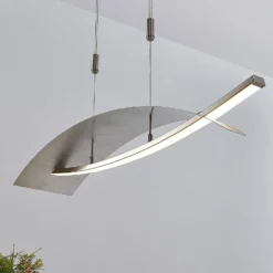 Lucande Lámpara colgante LED Marija, 91 cm, plata, atenuable