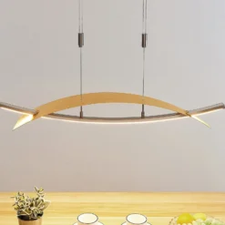 Lucande Lámpara colgante LED Marija, 91 cm, dorada, atenuable