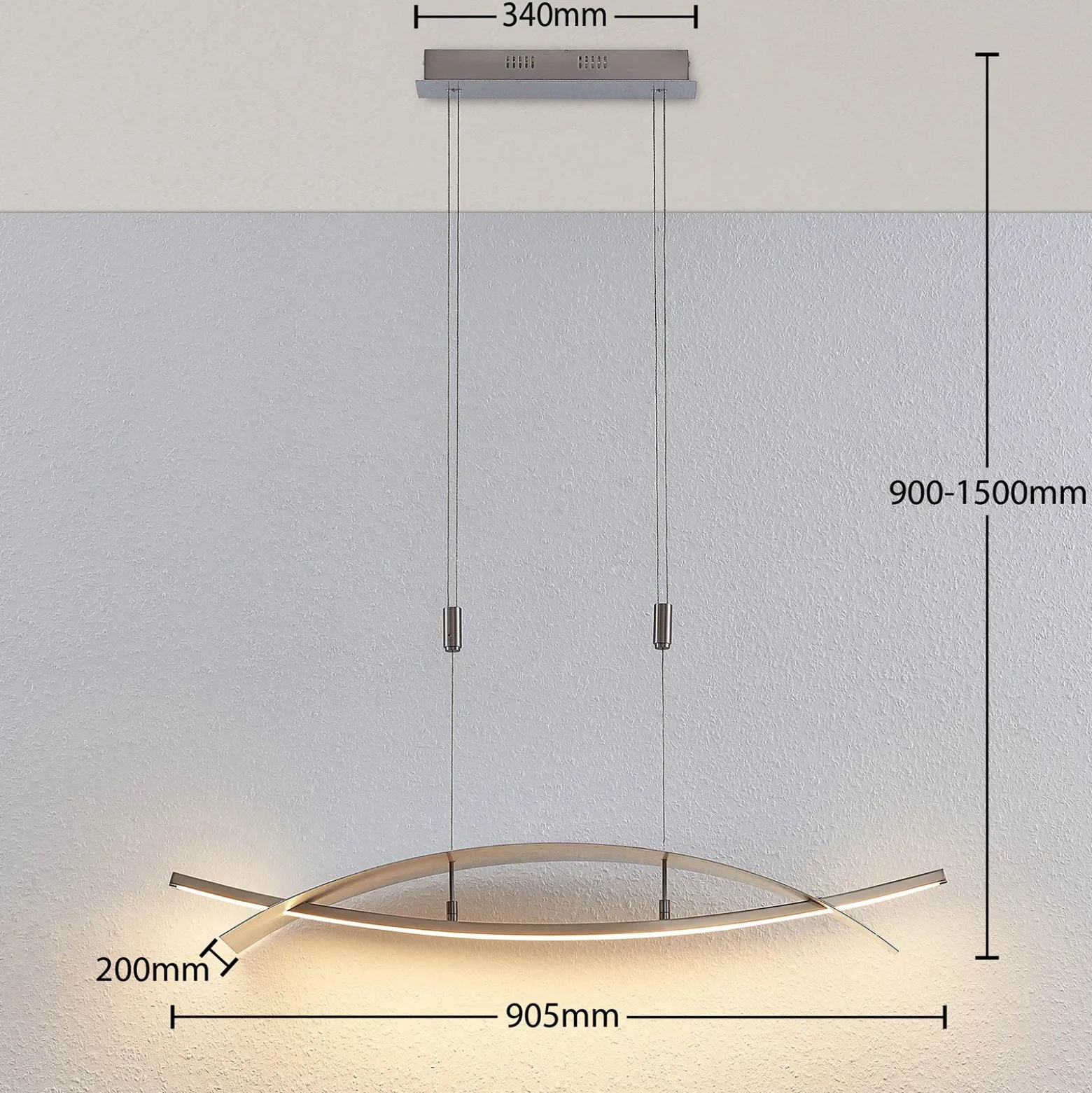 Lucande Lámpara colgante LED Marija, 91 cm, plata, atenuable