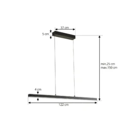 Lucande Lámpara colgante LED Pendolo, negra, aluminio, 120 cm