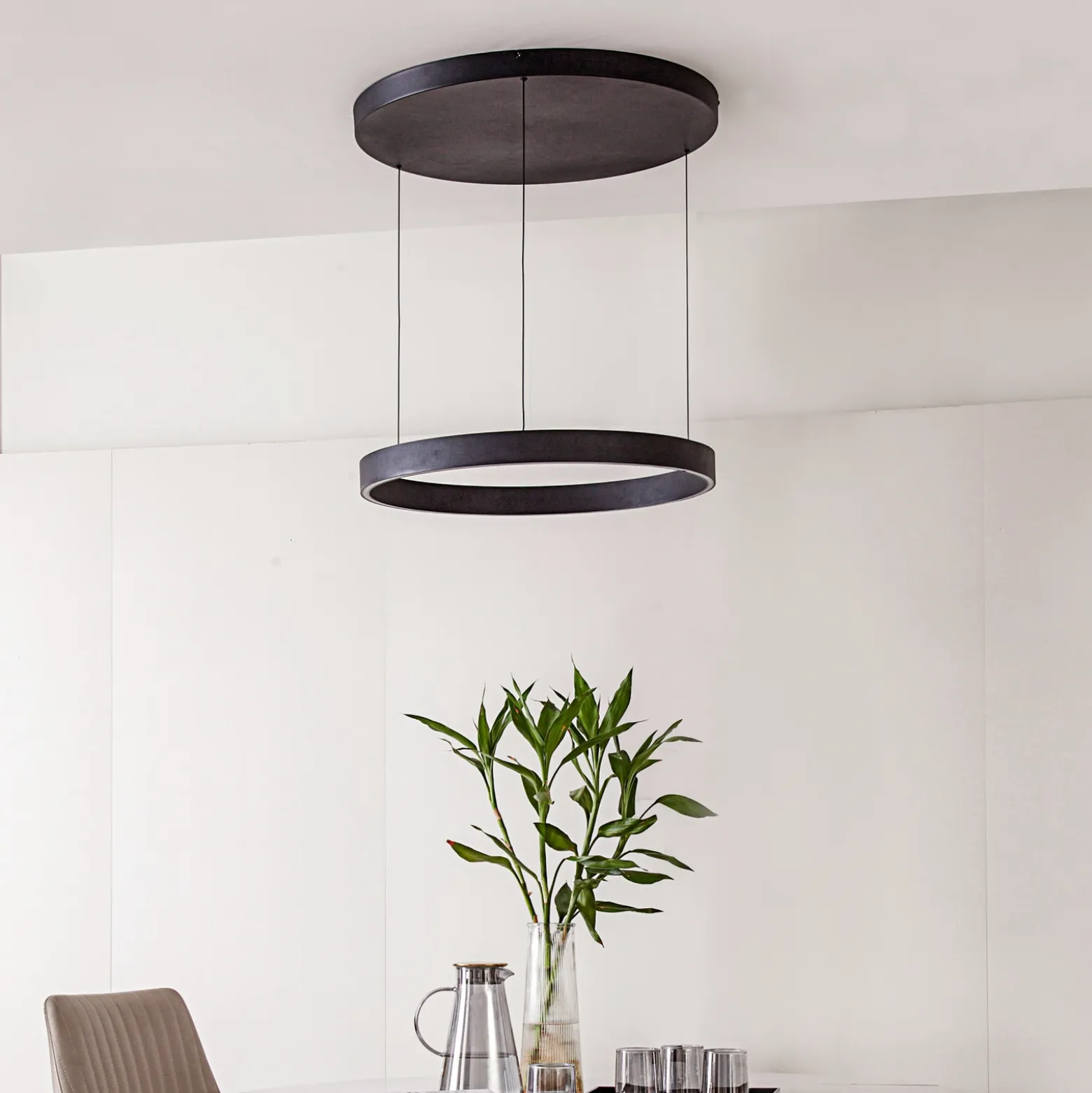 Lucande Lámpara colgante LED Philine, Ø 60 cm, negro, hierro