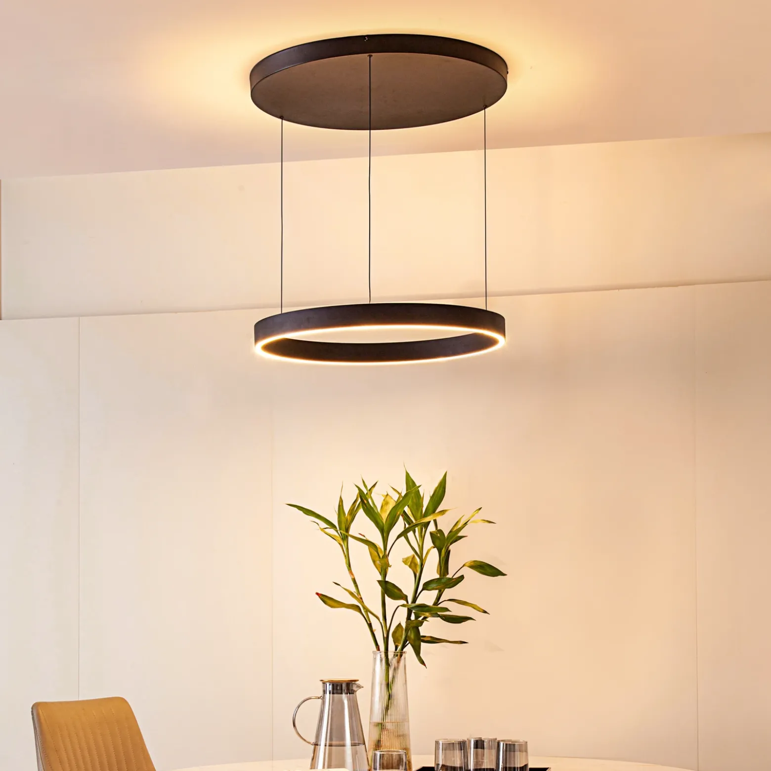 Lucande Lámpara colgante LED Philine, Ø 60 cm, negro, hierro