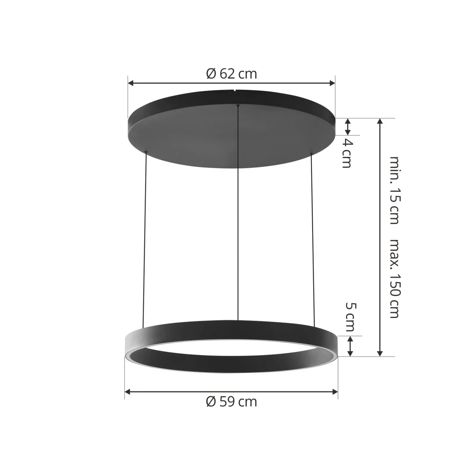 Lucande Lámpara colgante LED Philine, Ø 60 cm, negro, hierro
