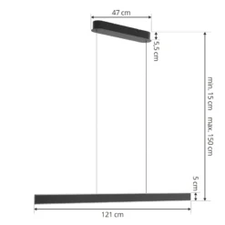 Lucande Lámpara colgante LED Philine, longitud 121 cm, hierro negro