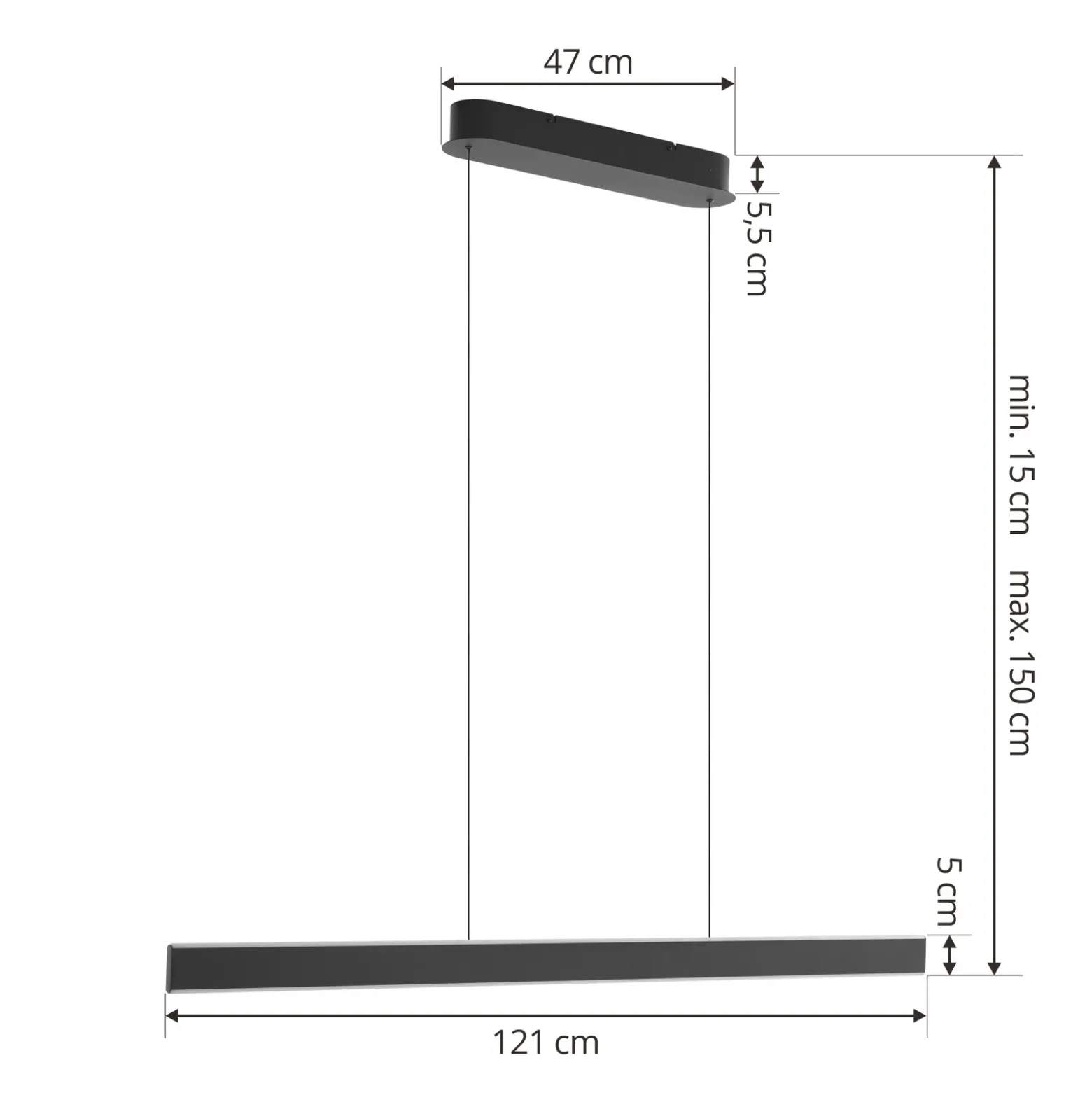 Lucande Lámpara colgante LED Philine, longitud 121 cm, hierro negro