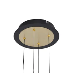 Lucande Lámpara colgante LED Pallo, 12 luces, negro/oro, cristal