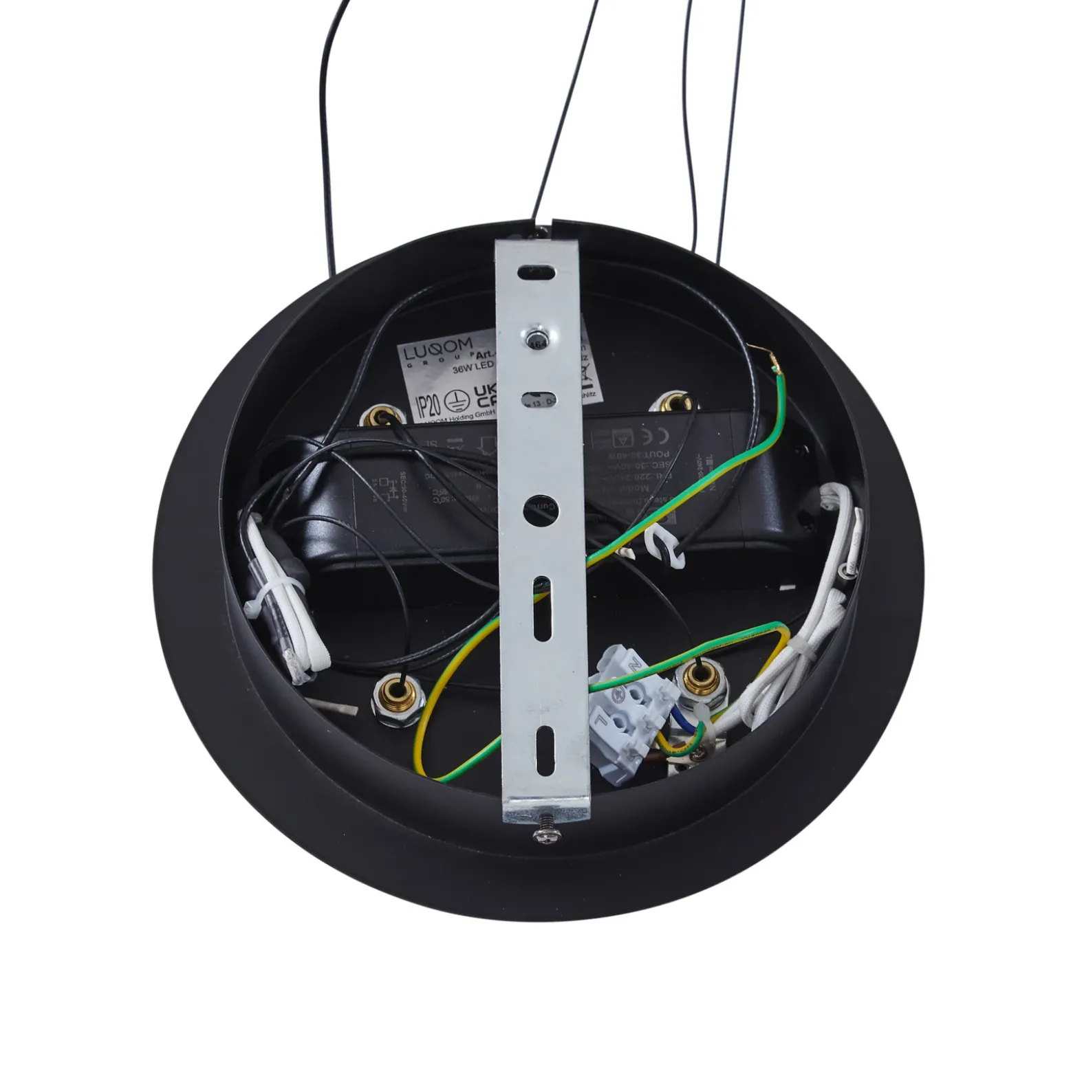 Lucande Lámpara colgante LED Pallo, 12 luces, negro/oro, cristal