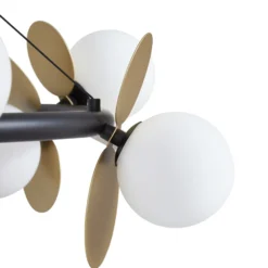Lucande Lámpara colgante LED Pallo, 12 luces, negro/oro, cristal
