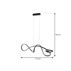 Lucande Lámpara colgante LED Rodado, negro, 110 cm, aluminio