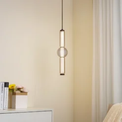 Lucande Lámpara colgante LED Savete, gris humo, vidrio, Ø 12 cm
