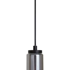Lucande Lámpara colgante LED Savete, gris humo, vidrio, Ø 12 cm