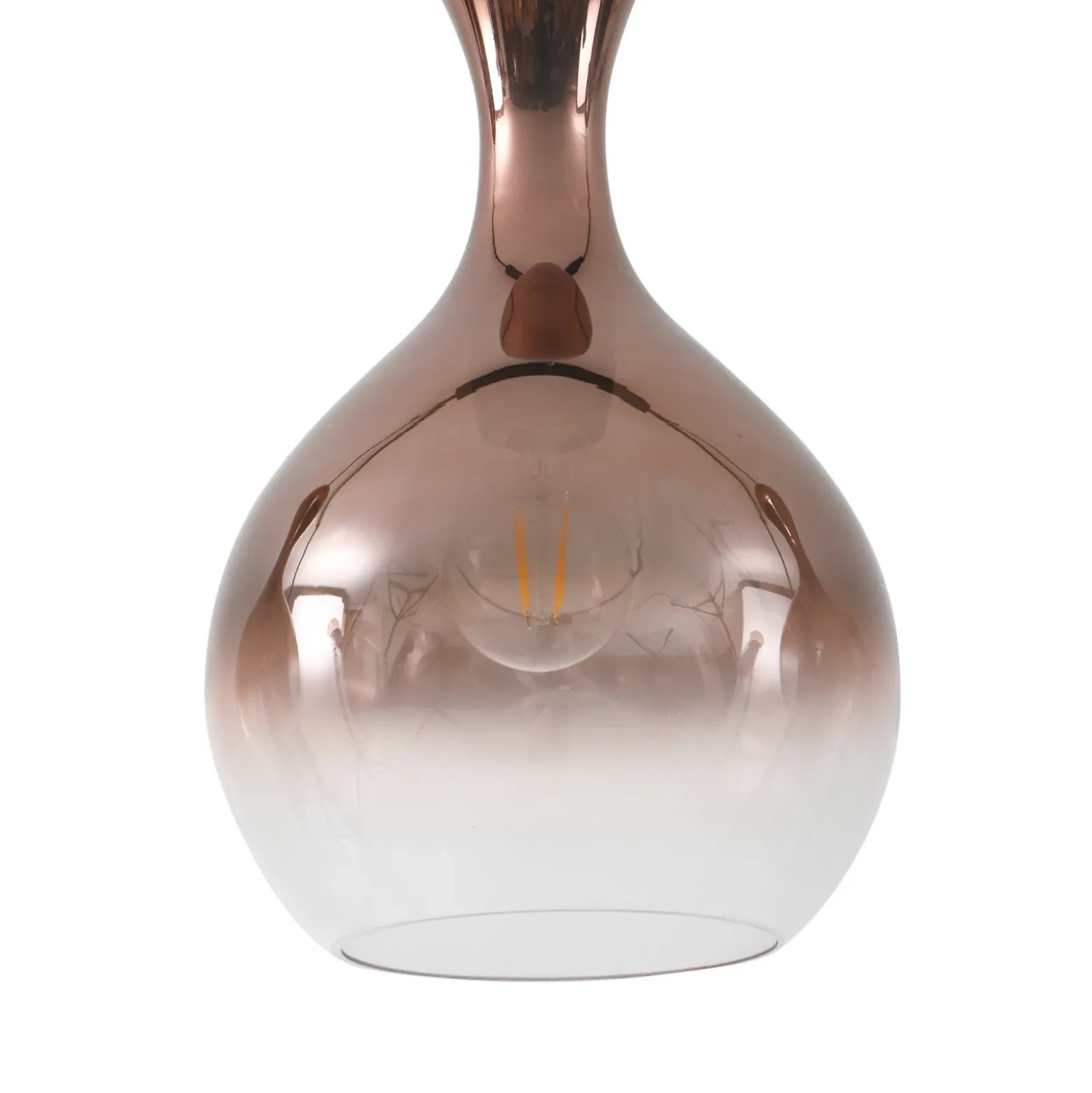Lucande lámpara colgante Lyrisa, 3 luces, color cobre, cristal, 22cm