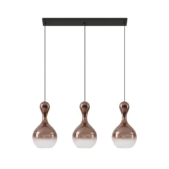 Lucande lámpara colgante Lyrisa, 3 luces, color cobre, cristal, 22cm