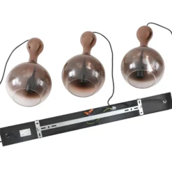 Lucande lámpara colgante Lyrisa, 3 luces, color cobre, cristal, 22cm