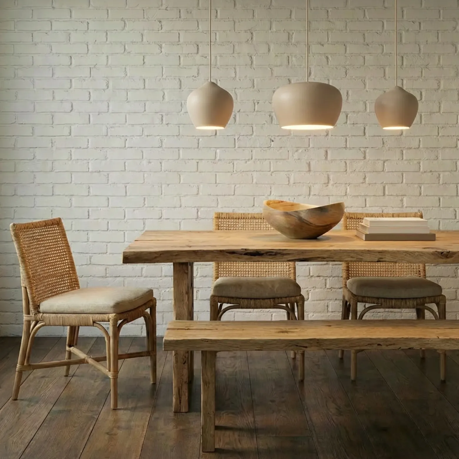 Lucande Lámpara colgante Malisa, beige, 3 luces, metal, 90 cm