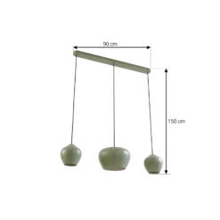Lucande lámpara colgante Malisa, verde, 3 luces, metal, longitud 90cm