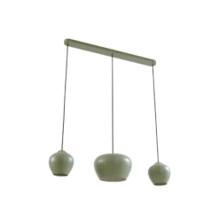 Lucande lámpara colgante Malisa, verde, 3 luces, metal, longitud 90cm