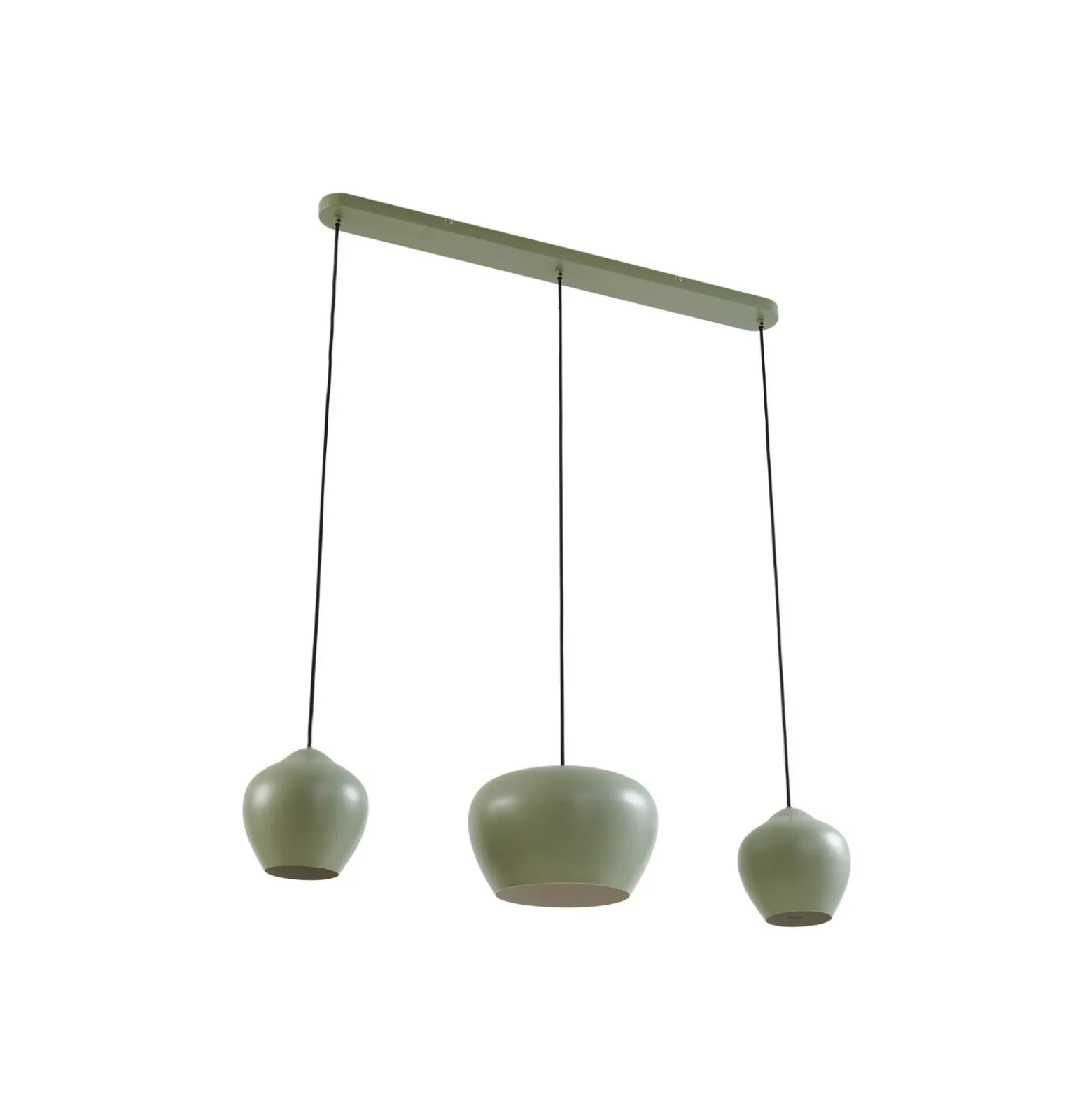 Lucande lámpara colgante Malisa, verde, 3 luces, metal, longitud 90cm