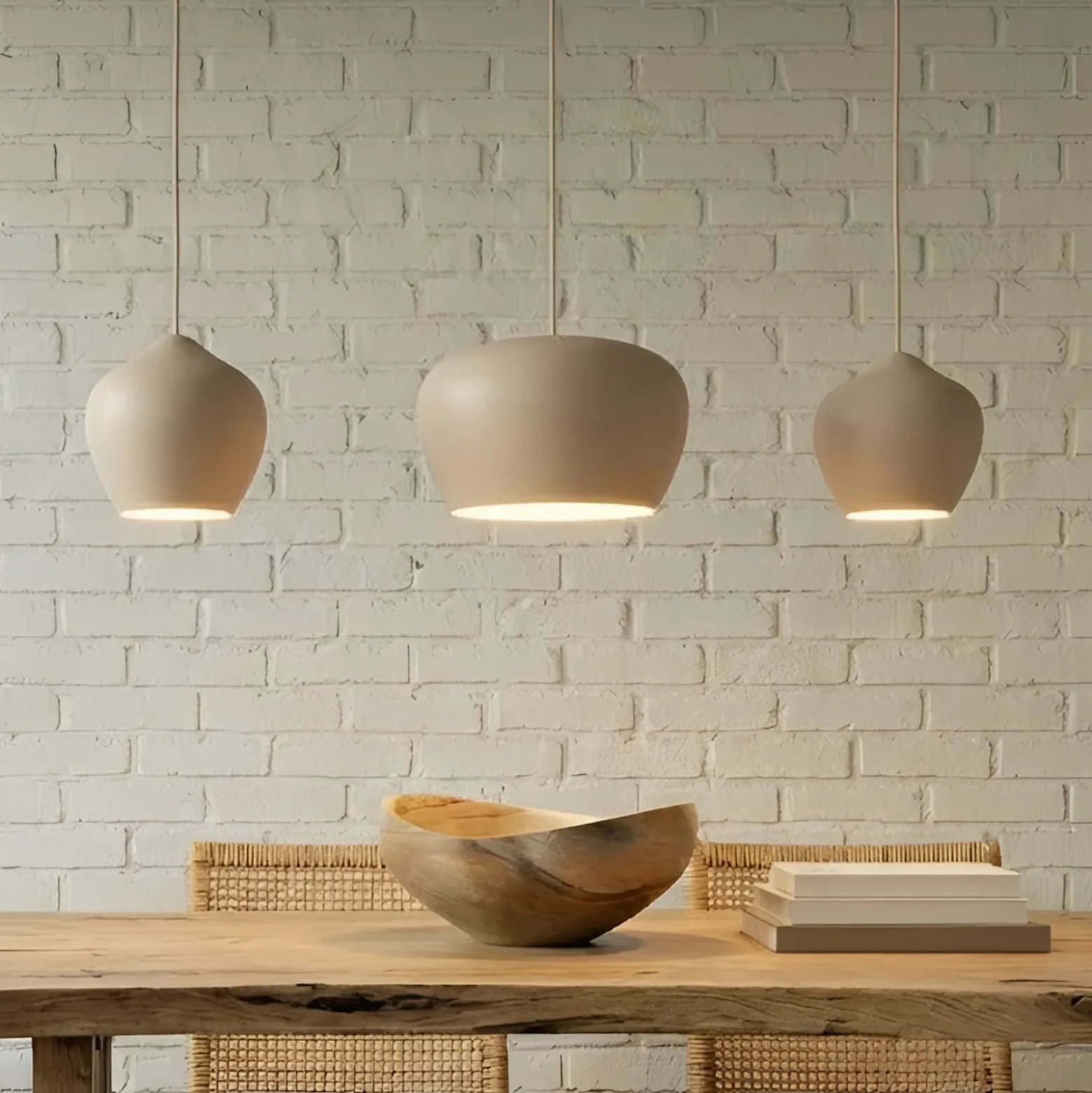 Lucande Lámpara colgante Malisa, beige, 3 luces, metal, 90 cm