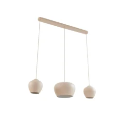 Lucande Lámpara colgante Malisa, beige, 3 luces, metal, 90 cm