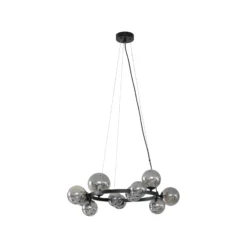 Lucande lámpara colgante Naelen, negro/gris, 64,3 cm, cristal, G9
