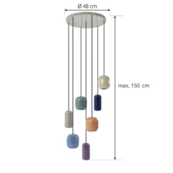 Lucande lámpara colgante Narion, redonda, 7 luces, colorida, metal