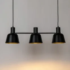 Lucande Lámpara colgante Servan, negra, 3 luces