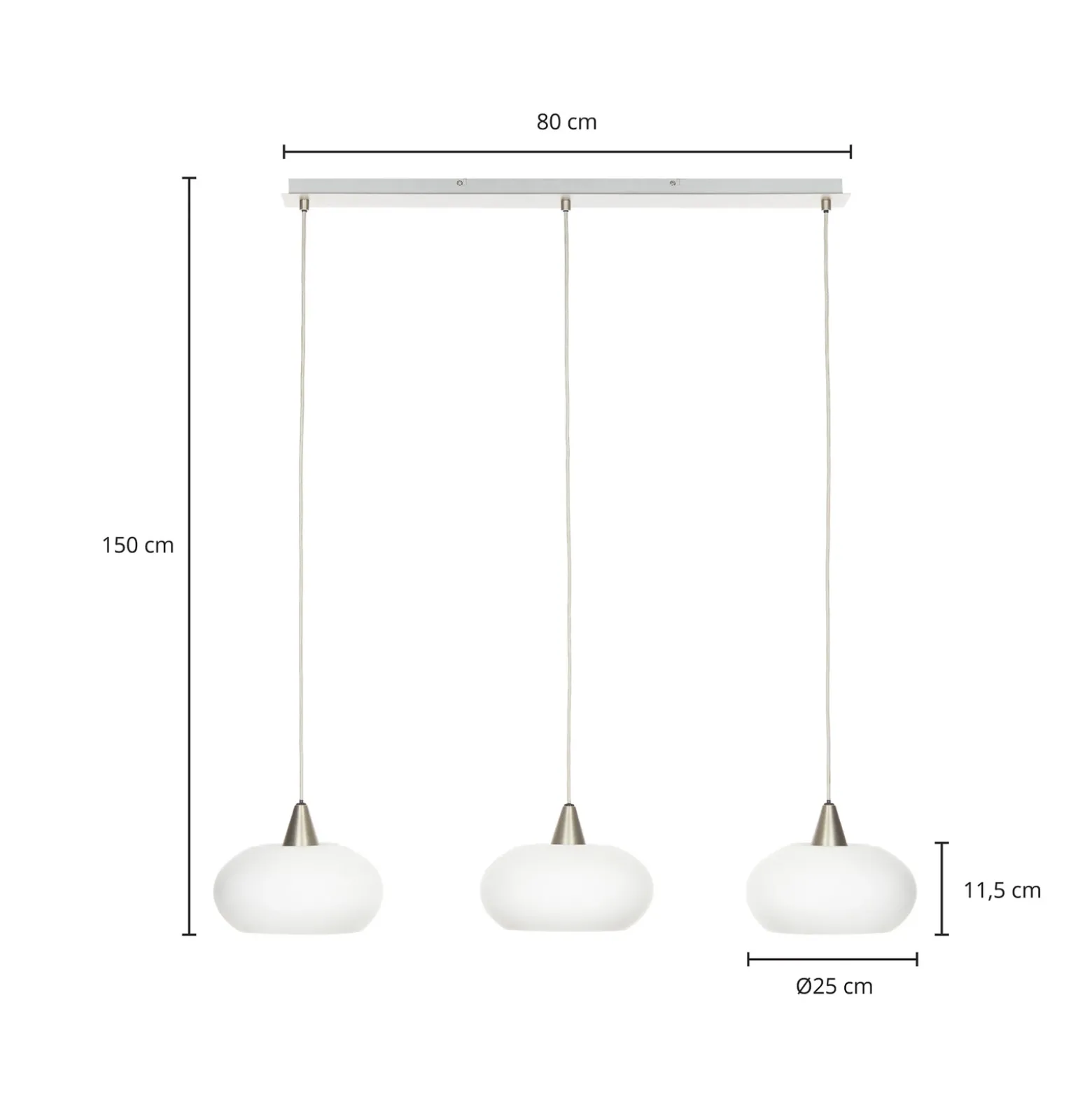 Lucande lámpara colgante Sharvil, 3 luces, blanco, cristal, 97cm