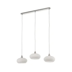 Lucande lámpara colgante Sharvil, 3 luces, blanco, cristal, 97cm
