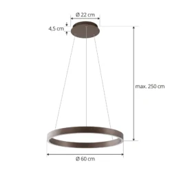 Lucande Lámpara colgante Smart LED Yonam, café, 1 luz, Tuya