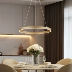 Lucande Lámpara colgante Smart LED Yonam, dorada, 1 luz, Tuya
