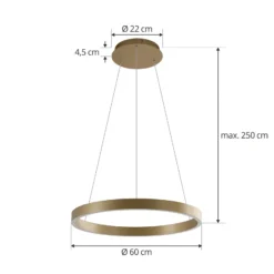 Lucande Lámpara colgante Smart LED Yonam, dorada, 1 luz, Tuya