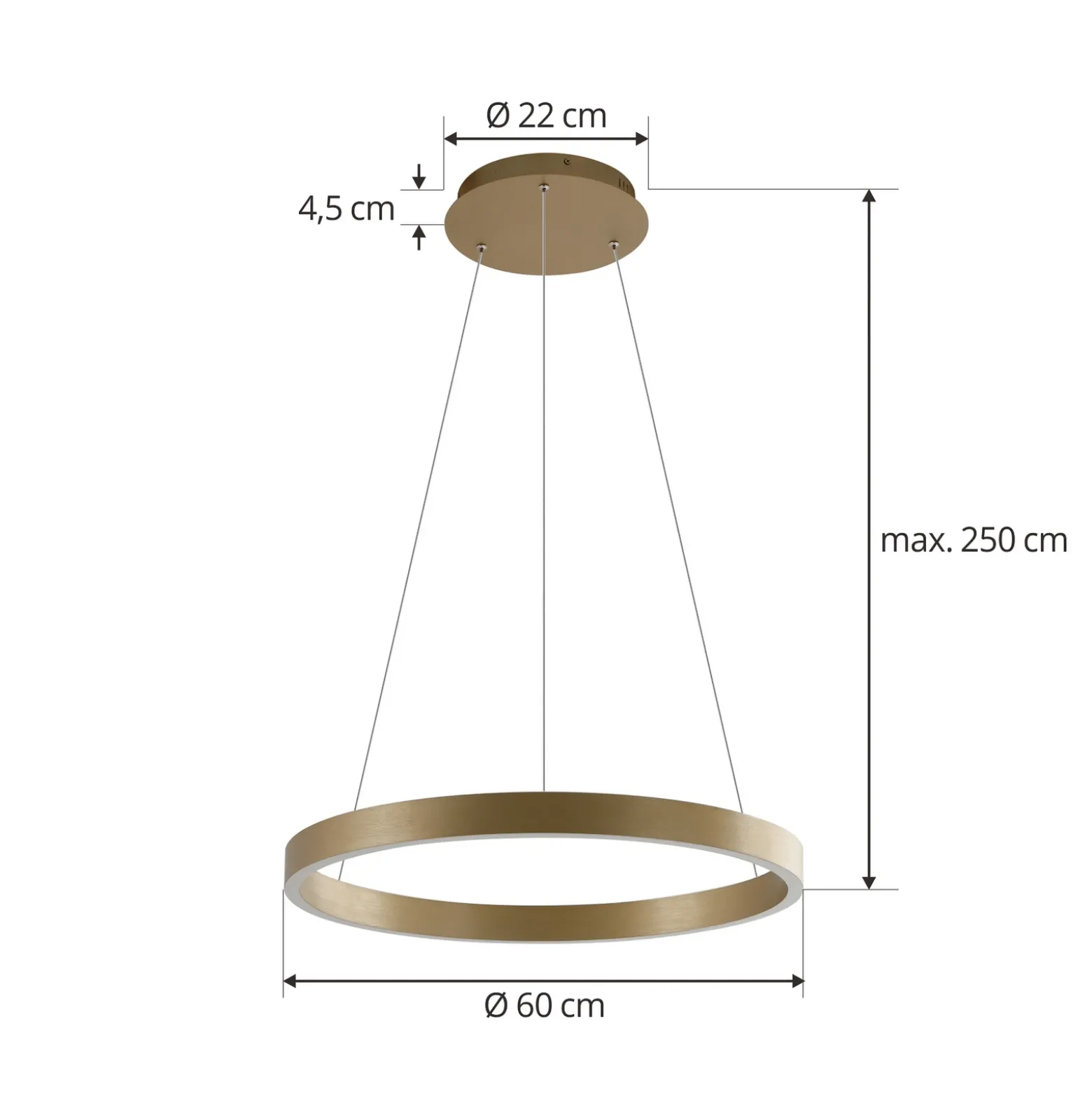 Lucande Lámpara colgante Smart LED Yonam, dorada, 1 luz, Tuya