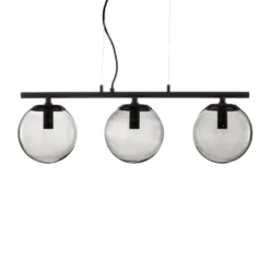 Lucande Lámpara colgante Sotiana, 3 luces, larga, negra