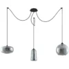 Lucande lámpara colgante Zyli, 3 luces, gris humo, cristal