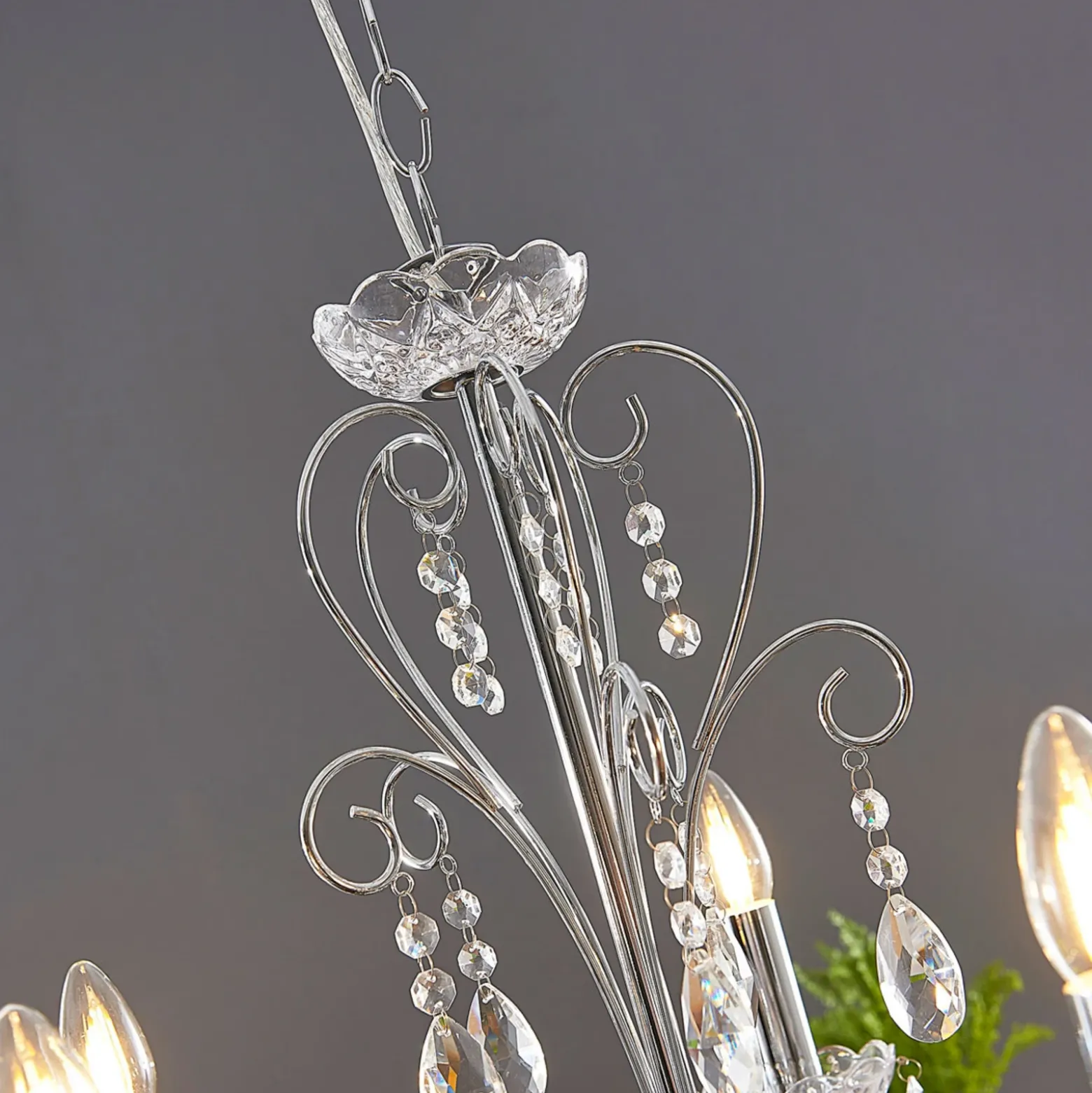 Lucande lámpara de araña Solveig, Ø 60 cm, 5 luces, cromo