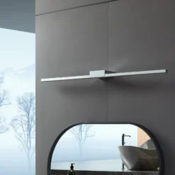 Lucande lámpara de espejo LED Kivana, cromo, metal, 90 cm, IP44