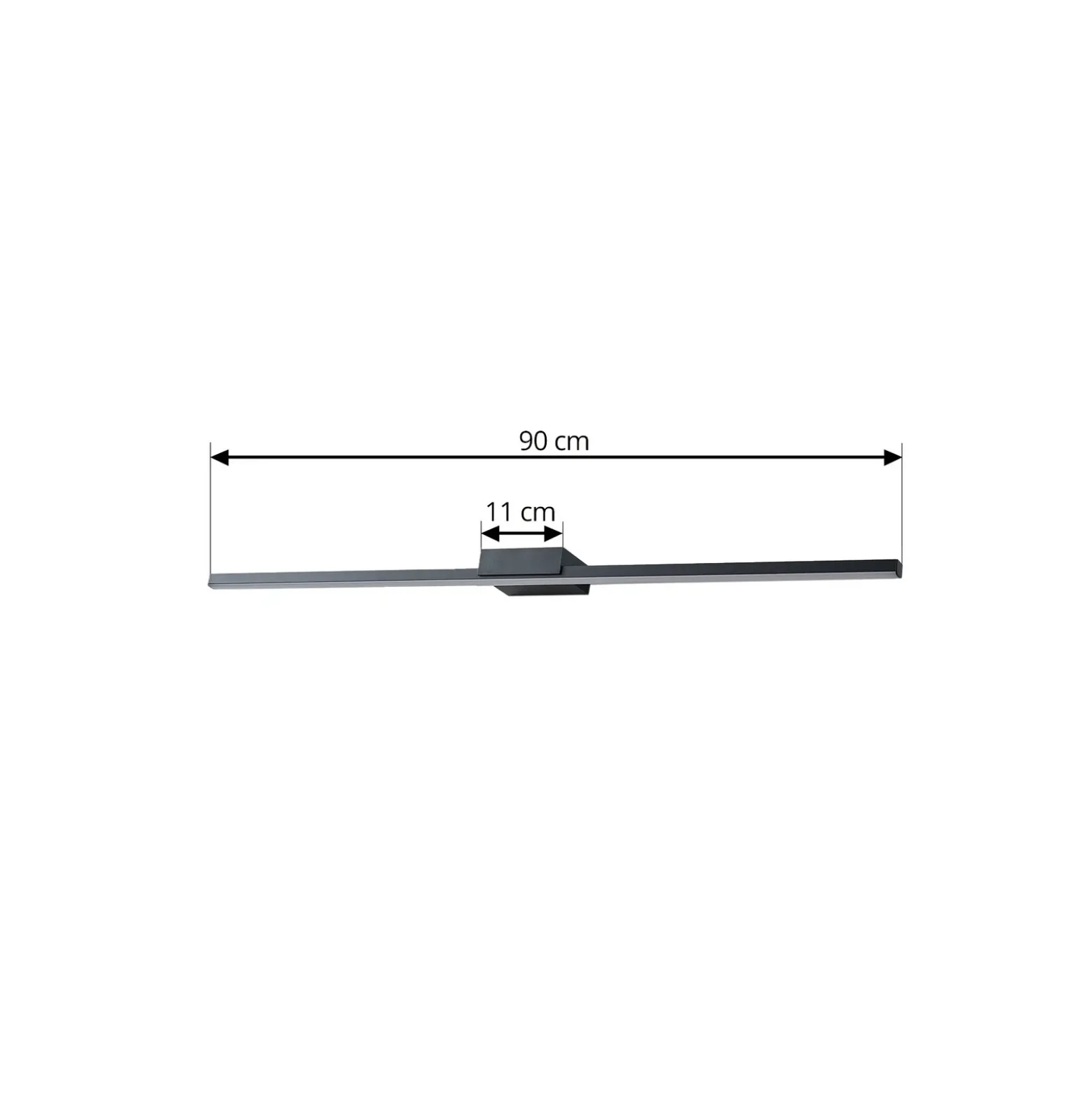 Lucande Lámpara de espejo LED Kivana, negra, metal, 90 cm, IP44
