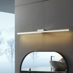 Lucande lámpara de espejo LED Kivana, cromo, metal, 90 cm, IP44