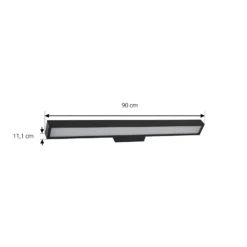 Lucande Lámpara de espejo LED Zafira, negra, aluminio, 90 cm, IP44