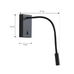 Lucande lámpara de lectura LED Hetti, negra, metal, 14 cm de altura