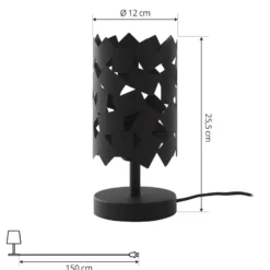 Lucande lámpara de mesa Aeloria, negro, hierro, Ø 12 cm, E27