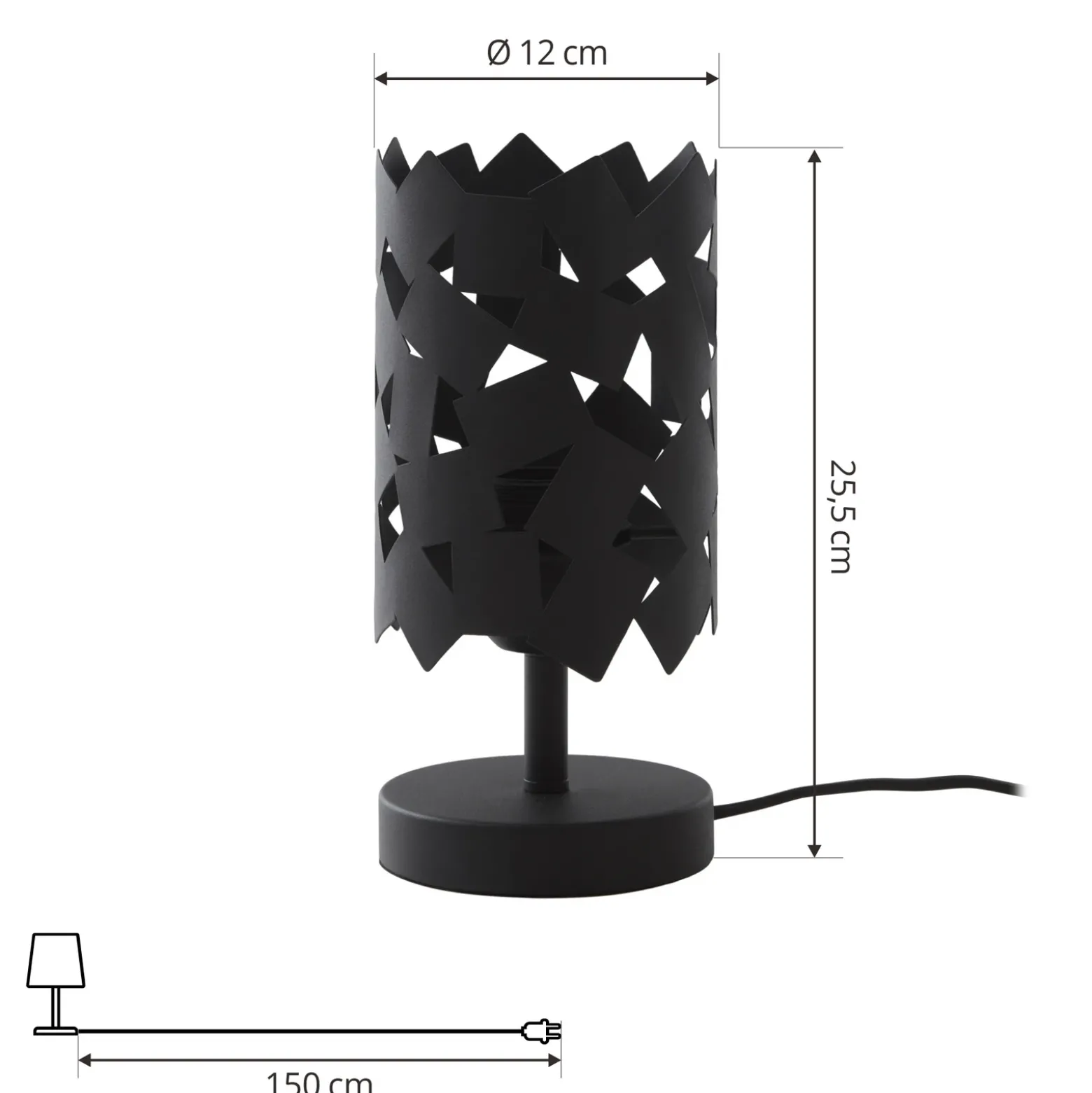 Lucande lámpara de mesa Aeloria, negro, hierro, Ø 12 cm, E27
