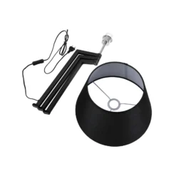 Lucande lámpara de mesa Amona, negro, textil, 69 cm, trípode